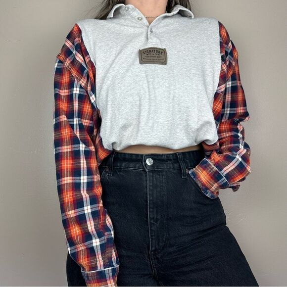 Levi’s Reworked Relaxed Fit Country Fall Flannel Long Sleeve Baggy Shirt Top - Picture 1 of 7